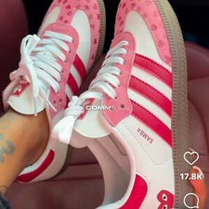 Adidas Women's Pink and White Sneakers samba CDG